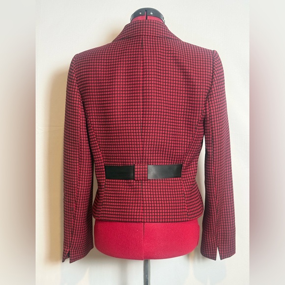 Tahari ASL Blazer Women's Size 6 Red & Black Checkered with Satin Bow - Picture 7 of 9